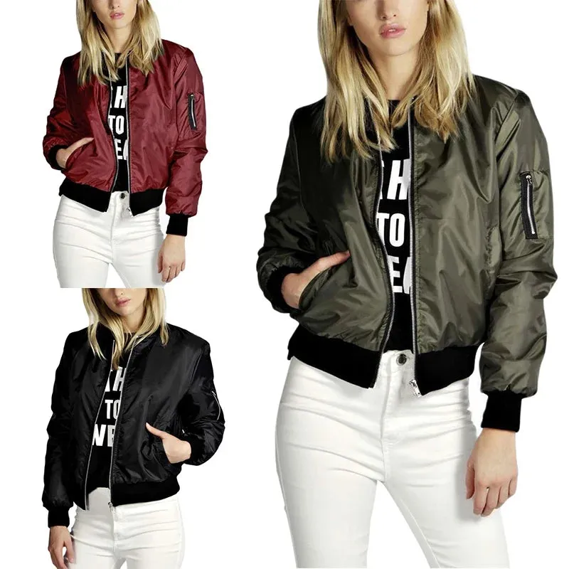 Sporty Lightweight Windbreaker Zip-Up Jacket for Women