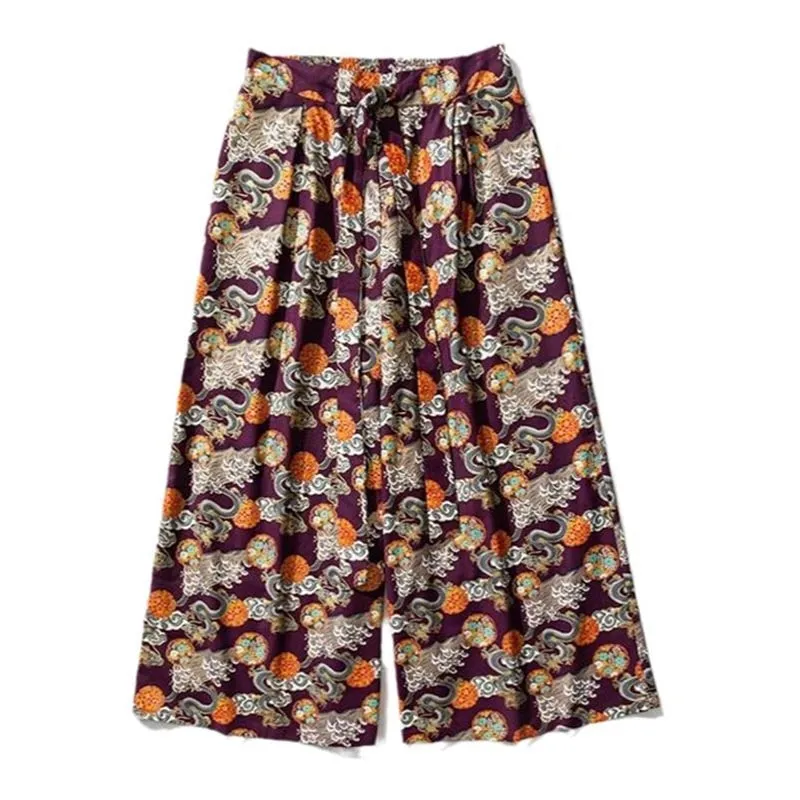 Straight Culottes, Loose Printed Trousers