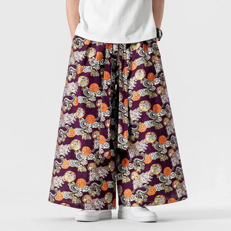 Straight Culottes, Loose Printed Trousers