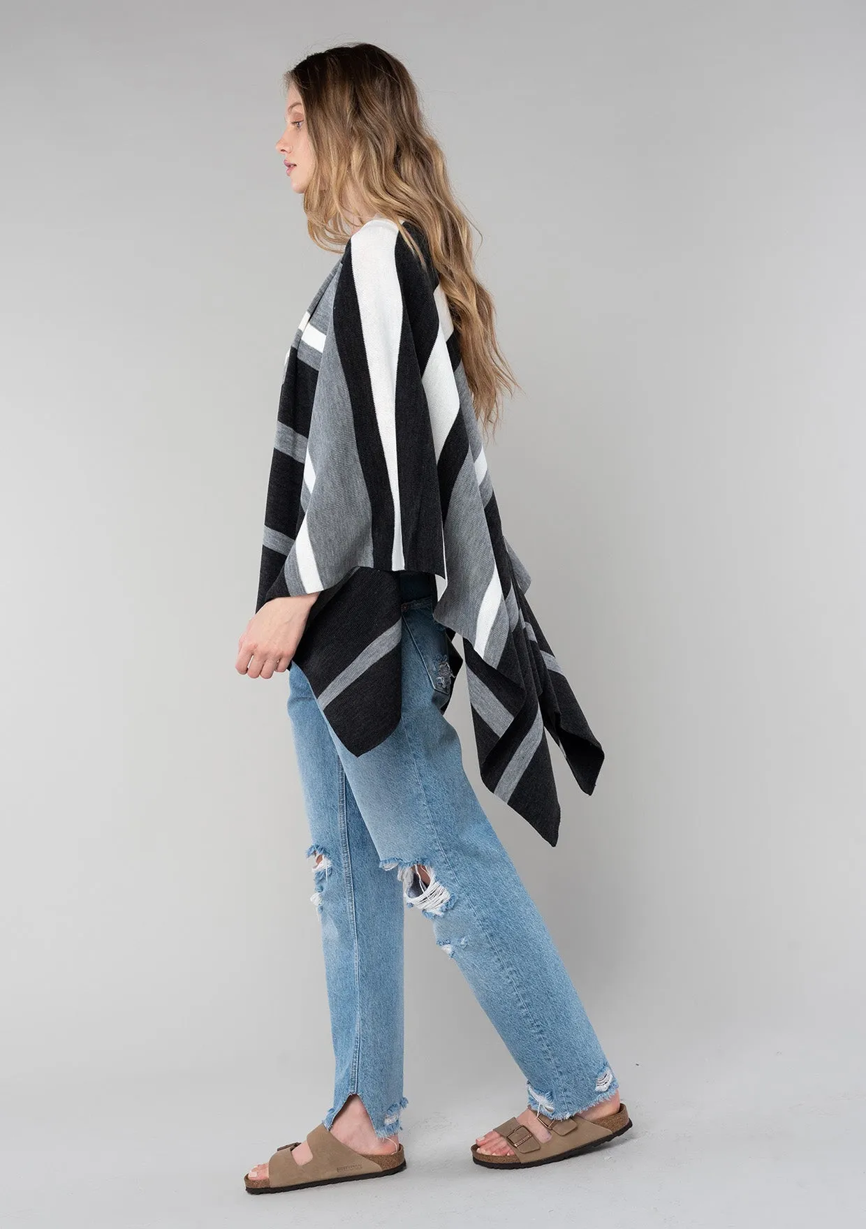 Striped Poncho Sweater