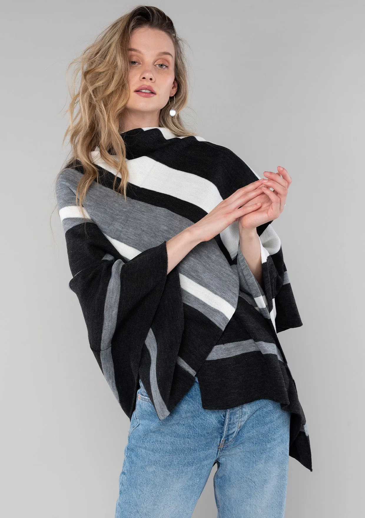 Striped Poncho Sweater