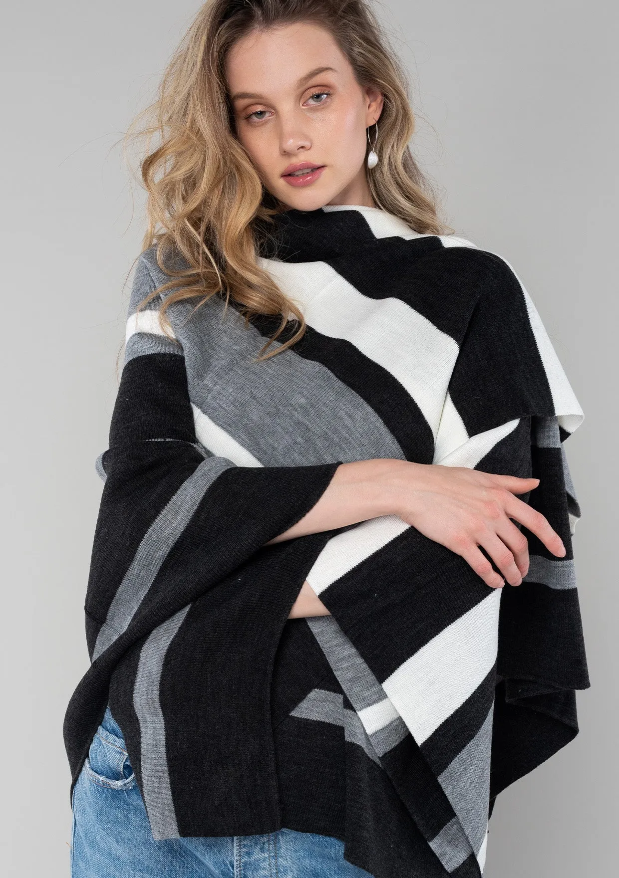 Striped Poncho Sweater