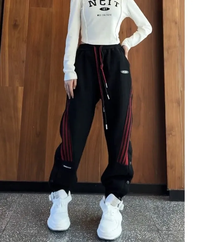 Three-bar sweatpants women's fashion plus velvet pants