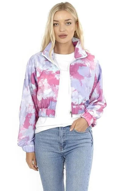 TIE DYE PRINT CROPPED SPORTS JACKET