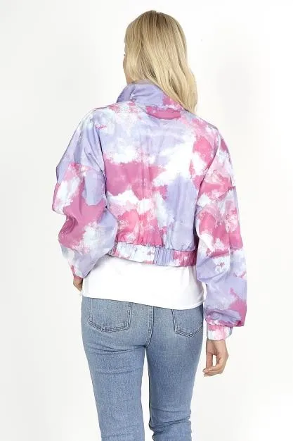 TIE DYE PRINT CROPPED SPORTS JACKET