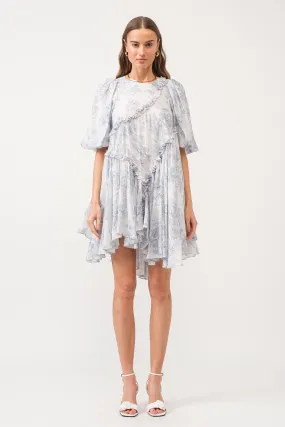 Toile Asymmetrical Mini Dress