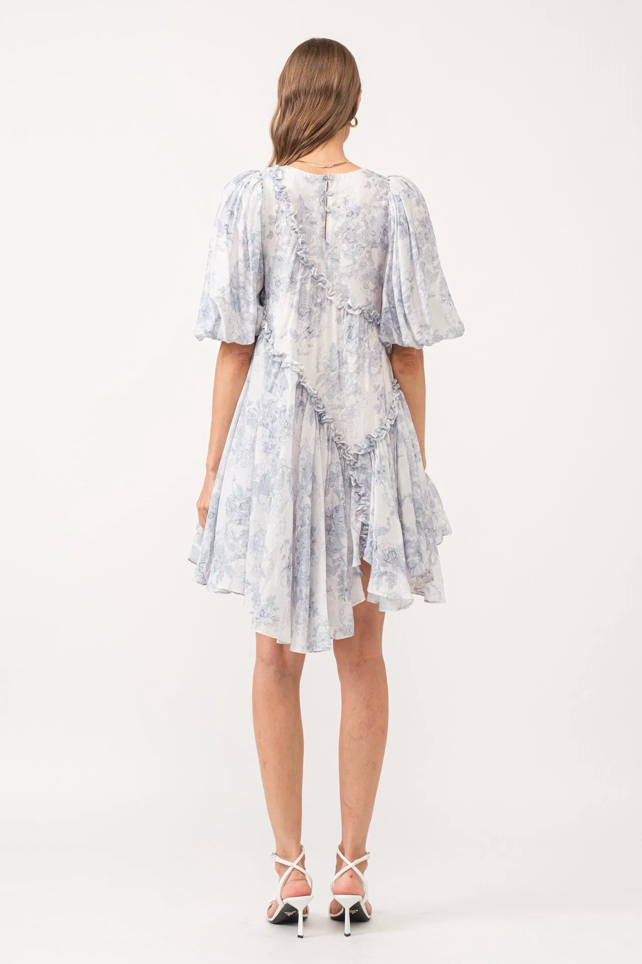 Toile Asymmetrical Mini Dress