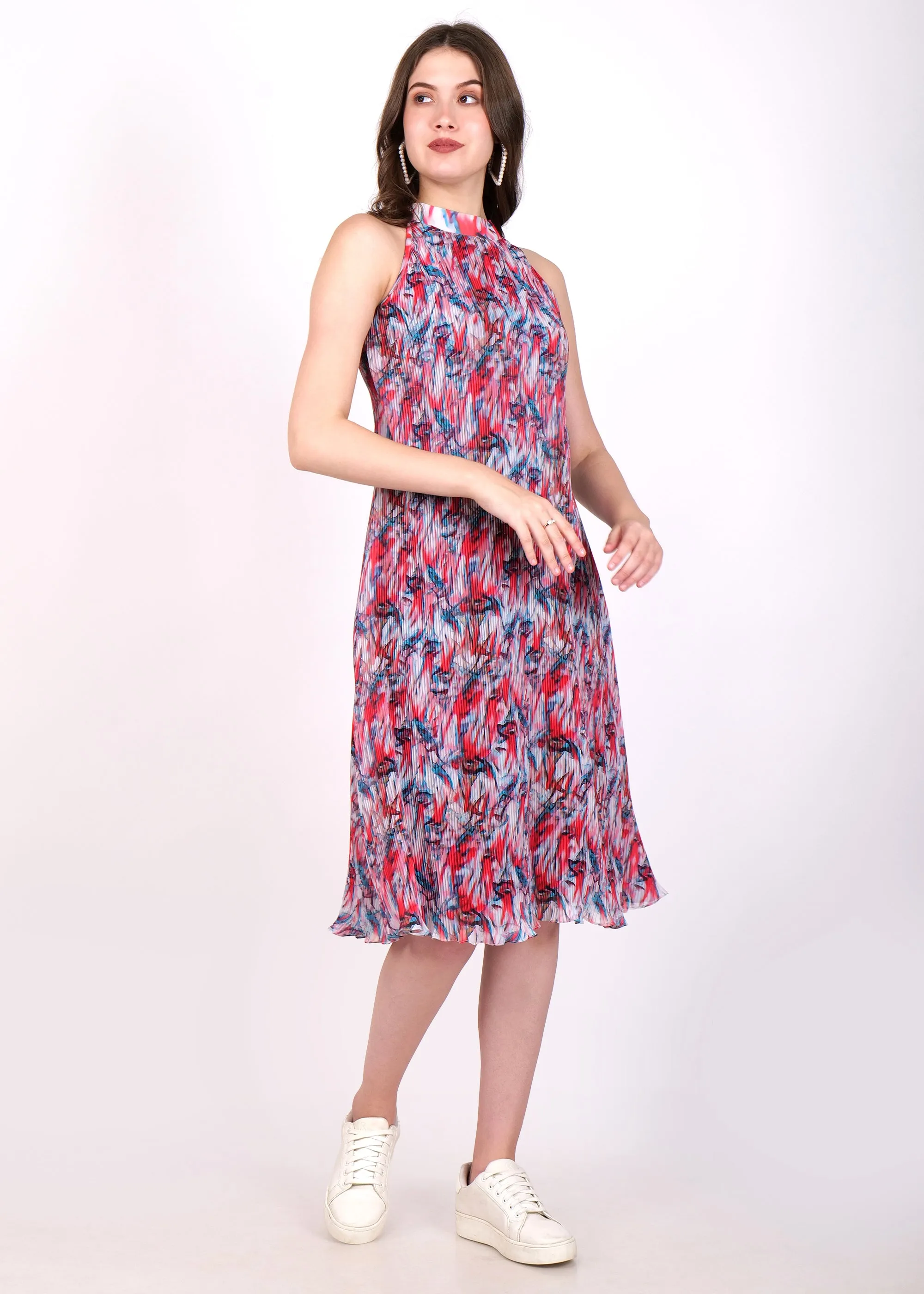 Tropical Breeze Pleated Midi Dress