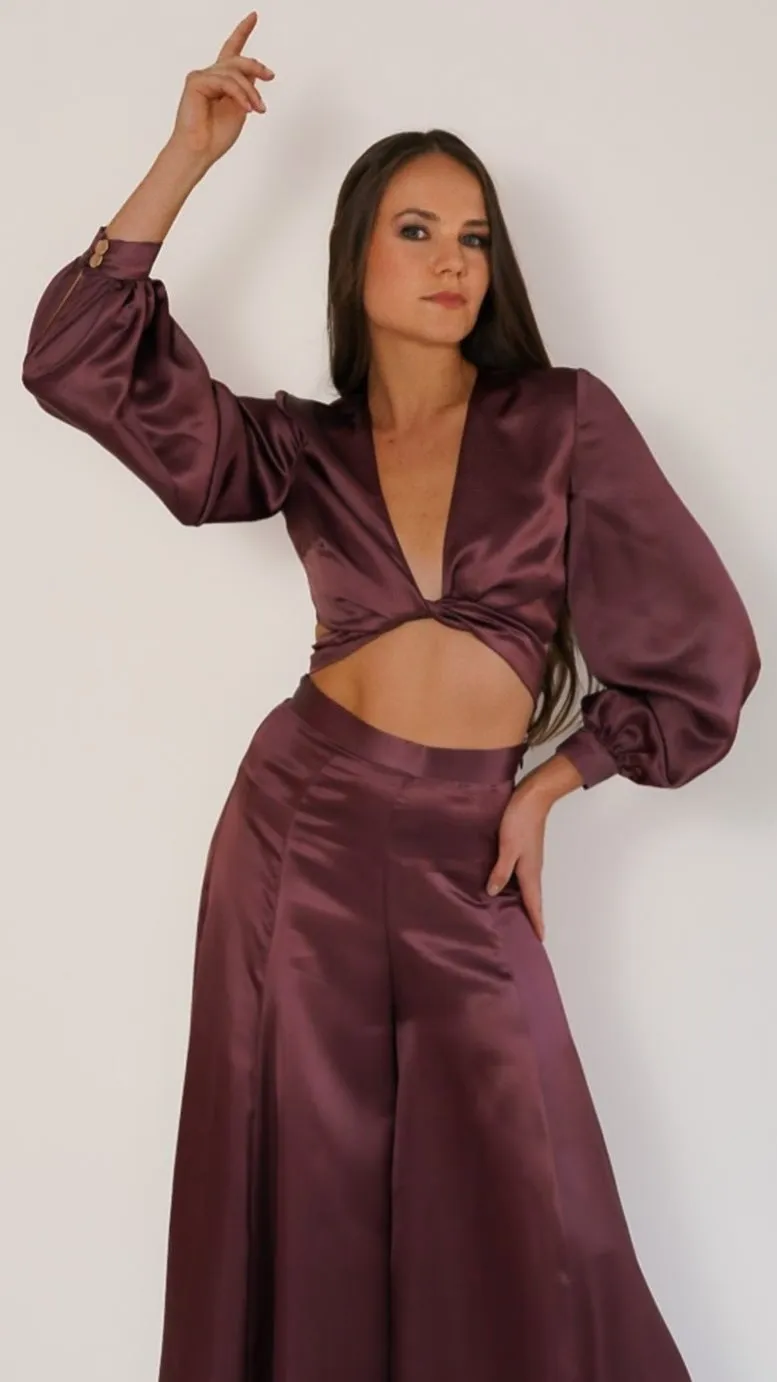 Valentina Silk Cropped Wrap Blouse