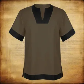 Viking Medieval Black Brown Larp Tunic Shirt