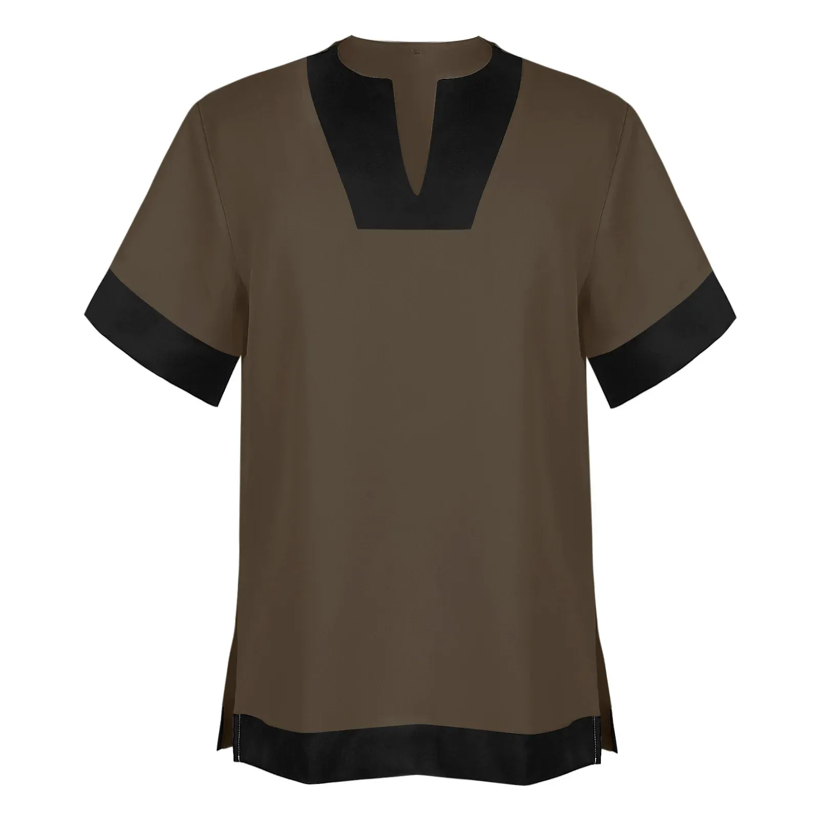 Viking Medieval Black Brown Larp Tunic Shirt