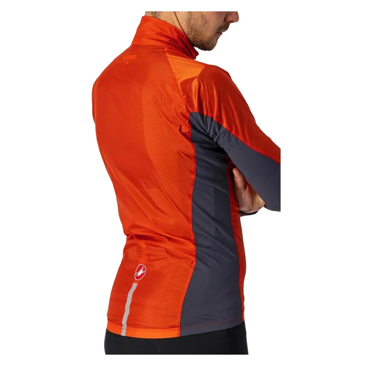 Windbreaker Jacket Castelli Squadra Stretch Orange Grey