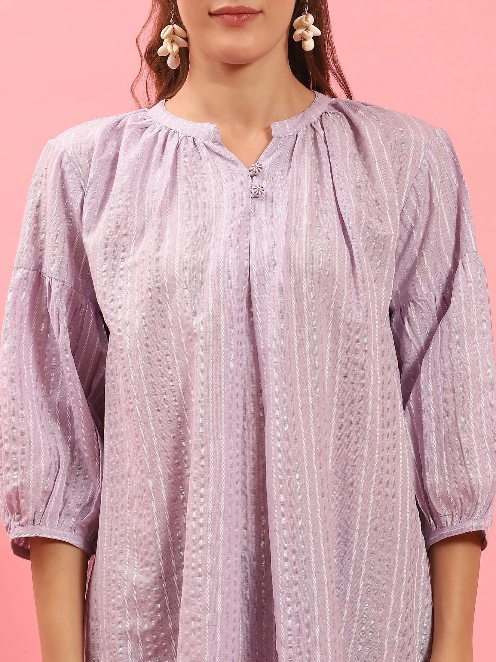 Women Lilac Stripe Printed Tunic