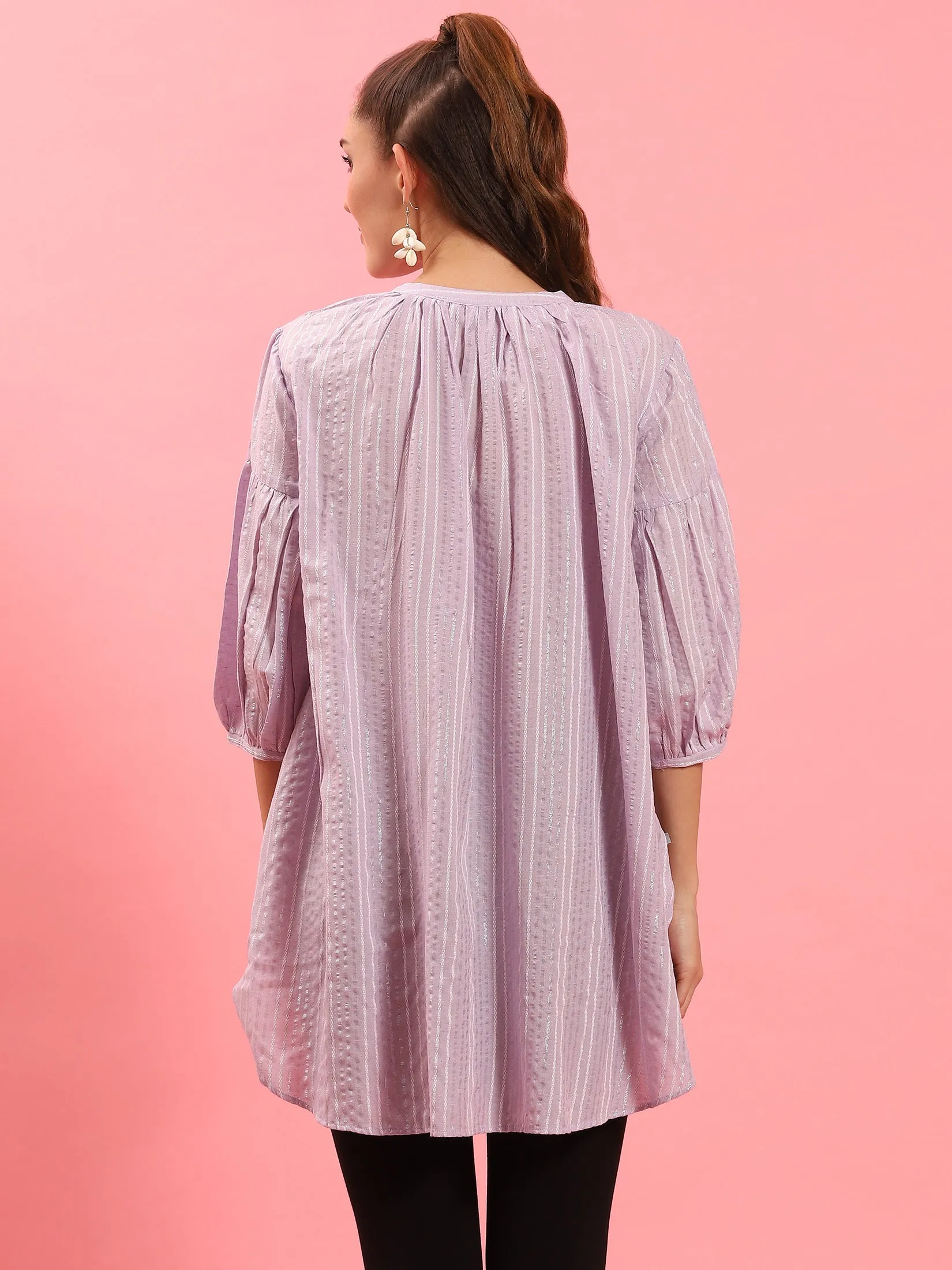 Women Lilac Stripe Printed Tunic