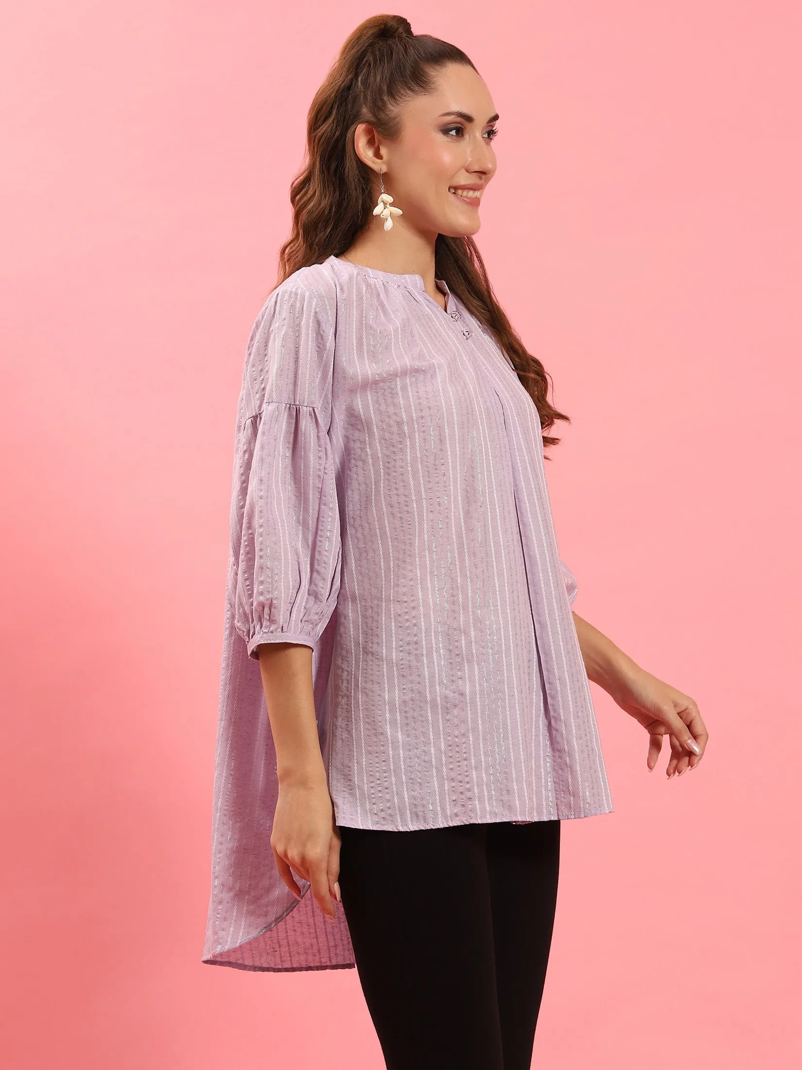 Women Lilac Stripe Printed Tunic