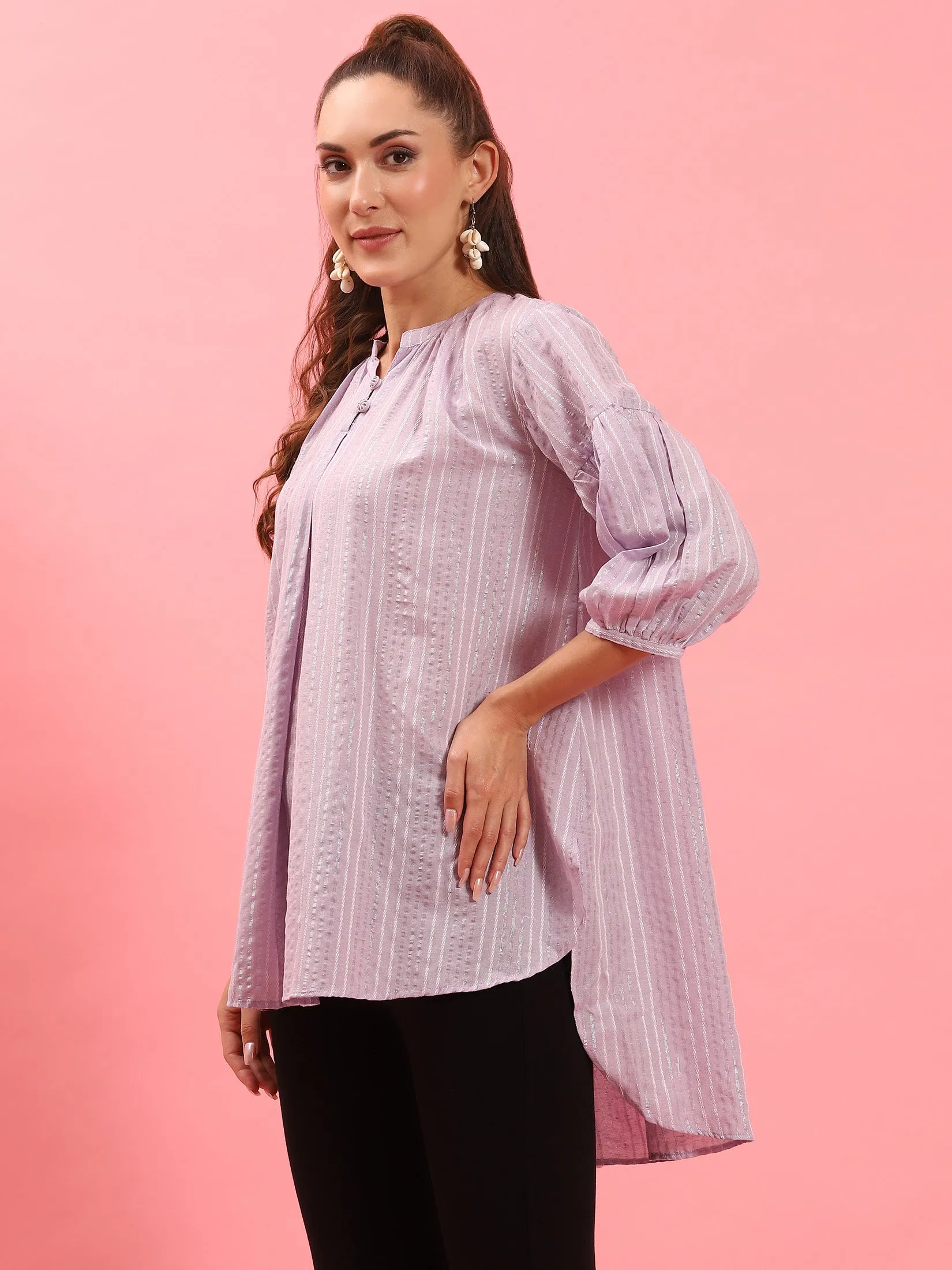 Women Lilac Stripe Printed Tunic