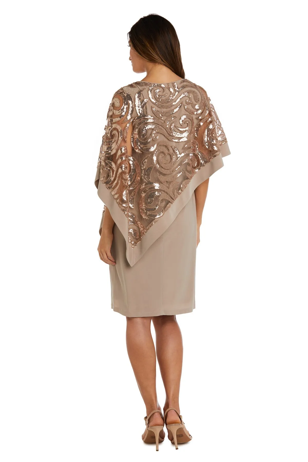 Women Two-Piece  Stunning Sequin Swirl Poncho Dress