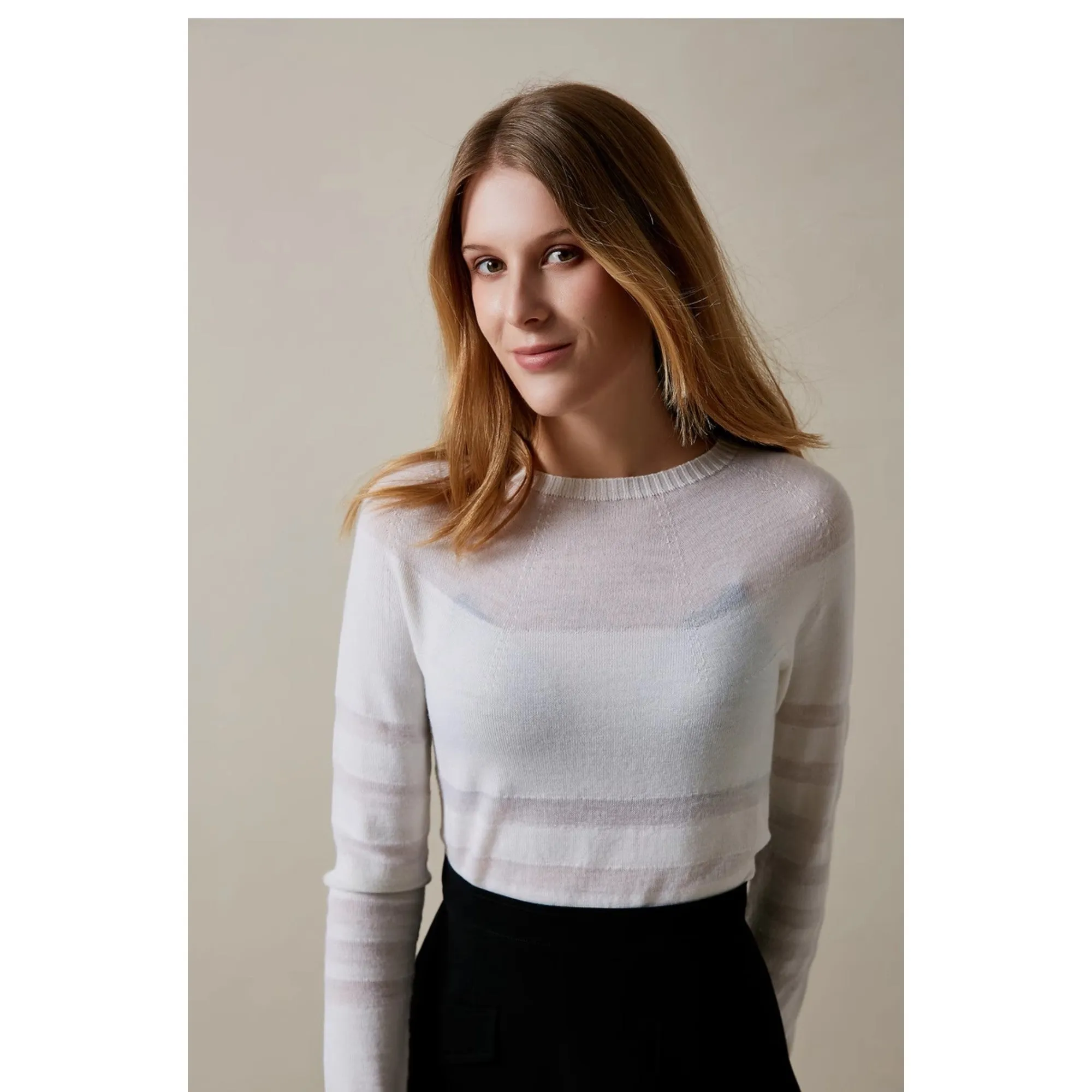 Women Wmk-Kortnee-Stripe Wool Jumper - White