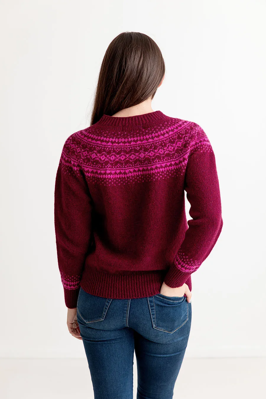 Womens Aviemore Yoke Fair Isle Jumper - Burgundy