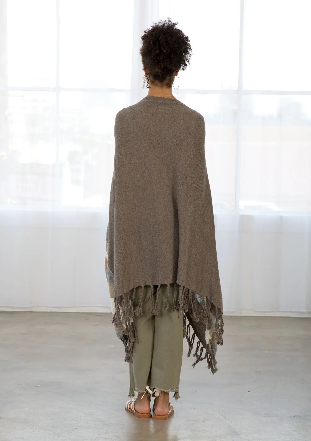 Wool Blend Cozy Bohemian Fringe Pullover Poncho