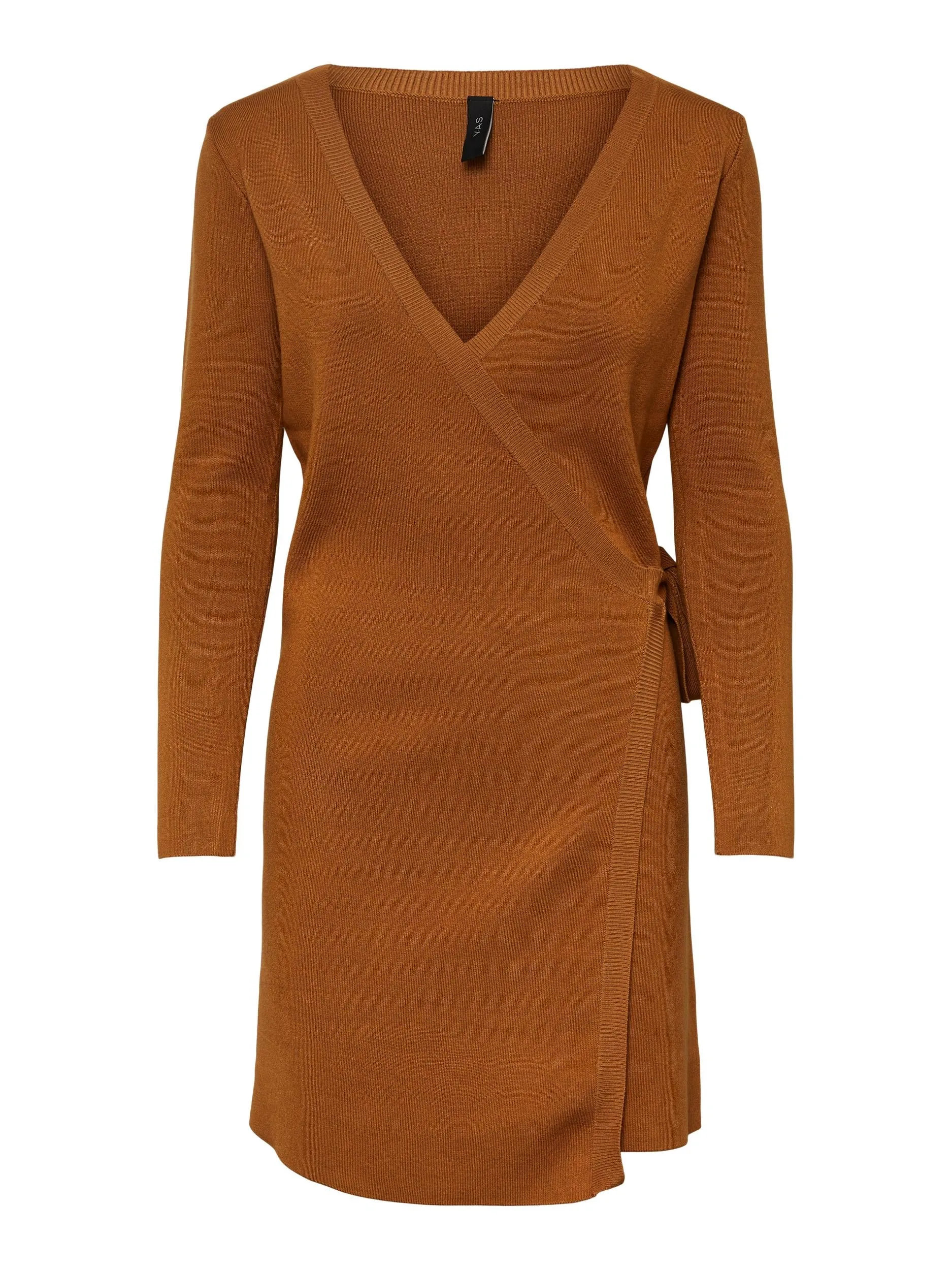 Y.A.S KNIT WRAP DRESS IN BROWN