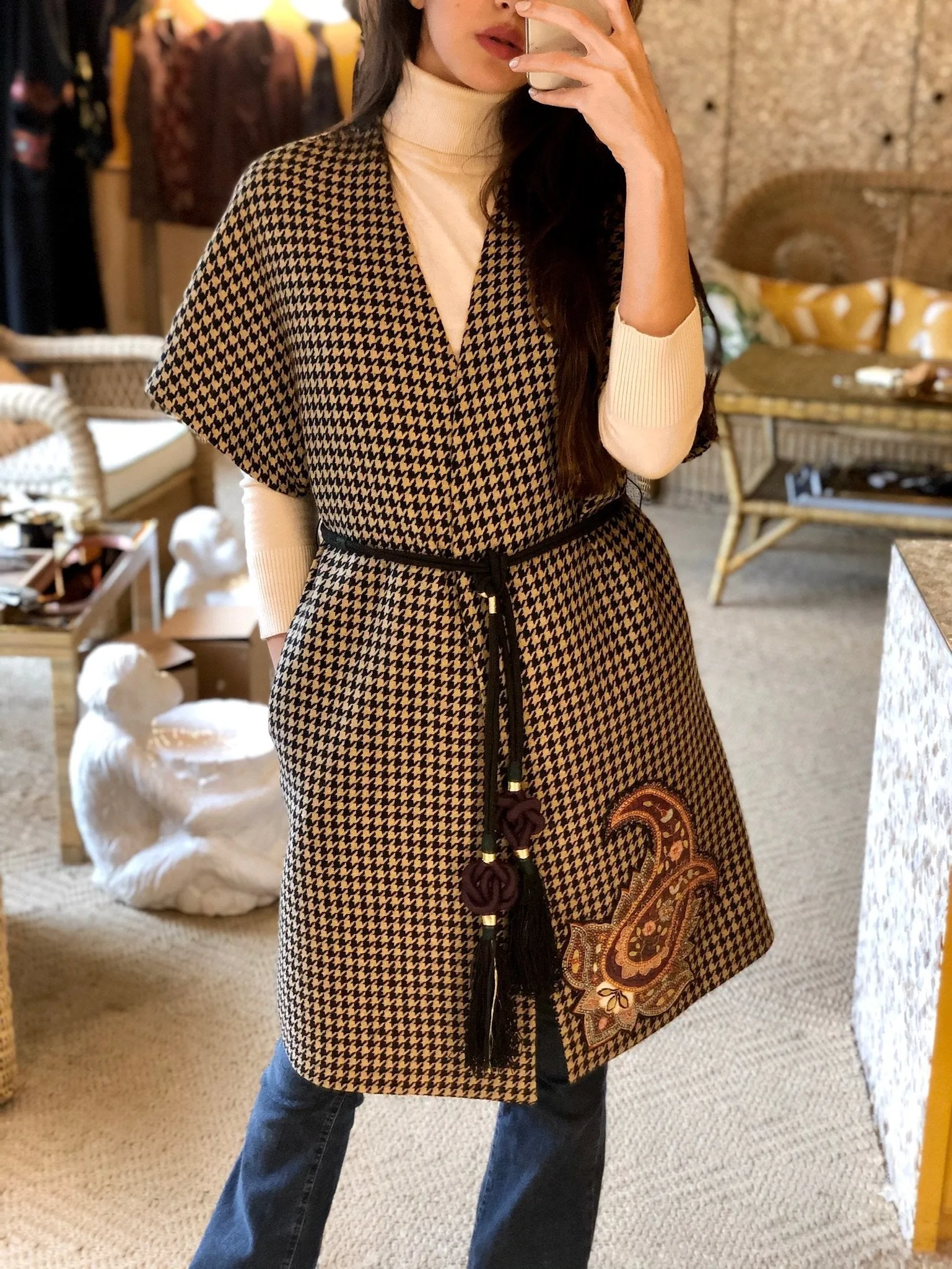 Zarin Wrap Coat - Houndstooth